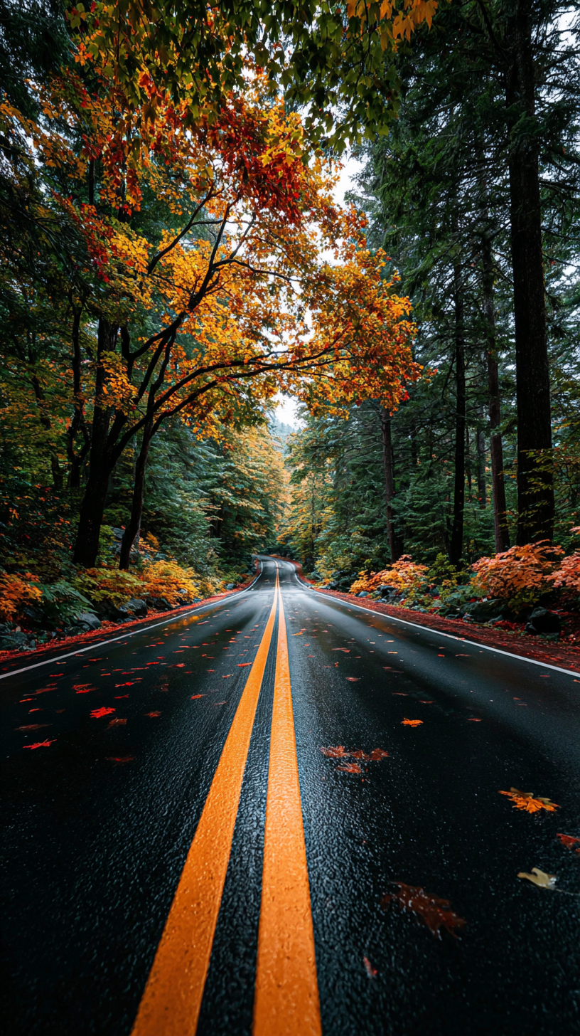 Cozy Autumn Roads iPhone wallpapers
